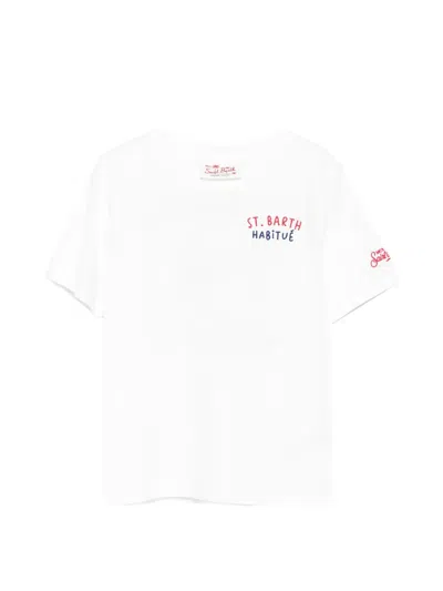 Mc2 Saint Barth Kids' Portland Habitué Graphic-print Logo-embroidered T-shirt In White