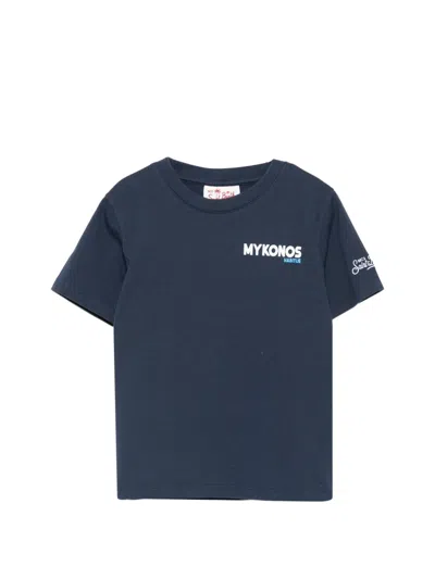 Mc2 Saint Barth Kids' Portland Round-neck Short-sleeve T-shirt In Blue