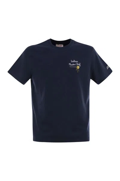Mc2 Saint Barth Portofino - T-shirt With Chest Embroidery In Blue