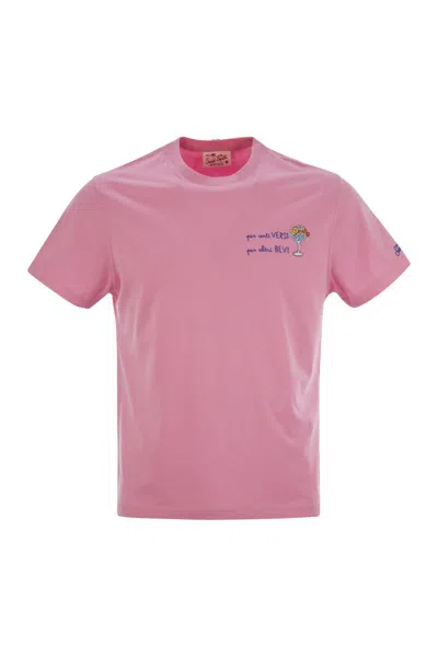 Mc2 Saint Barth Portofino - T-shirt With Chest Embroidery In Pink