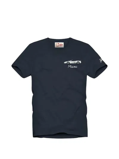 Mc2 Saint Barth Portofino Car-embroidered T-shirt In Blue