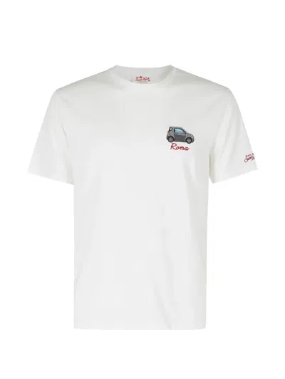 Mc2 Saint Barth Portofino Car-embroidered T-shirt In White