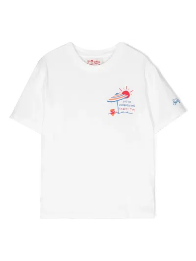 Mc2 Saint Barth Kids' Portofino Cotton T-shirt In White