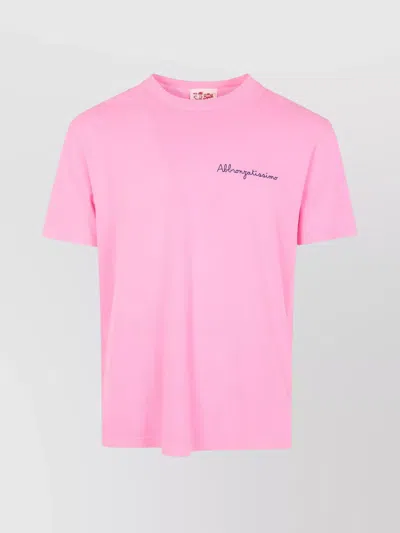 Mc2 Saint Barth Portofino Embroidered Crew Neck T-shirt In Pink
