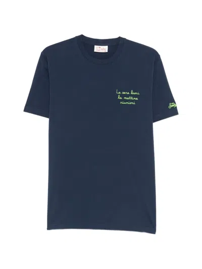 Mc2 Saint Barth Portofino Embroidered T-shirt In Blue