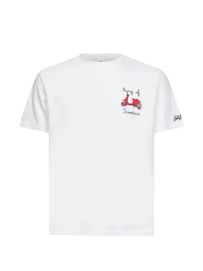 Mc2 Saint Barth T-shirt Portofino With King Of Scooters Embroidery In White