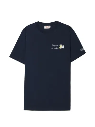 Mc2 Saint Barth Portofino Embroidered-logo T-shirt In Blue