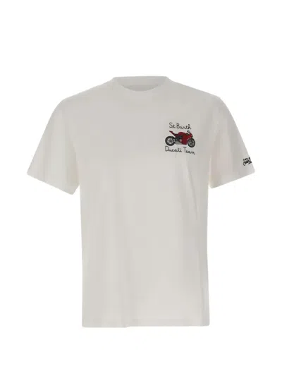 Mc2 Saint Barth Portofino Embroidered-motorcycle T-shirt In White