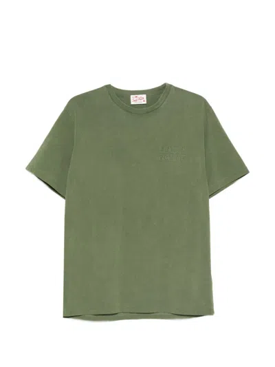 Mc2 Saint Barth Portofino Moss Green Cotton T-shirt With Logo