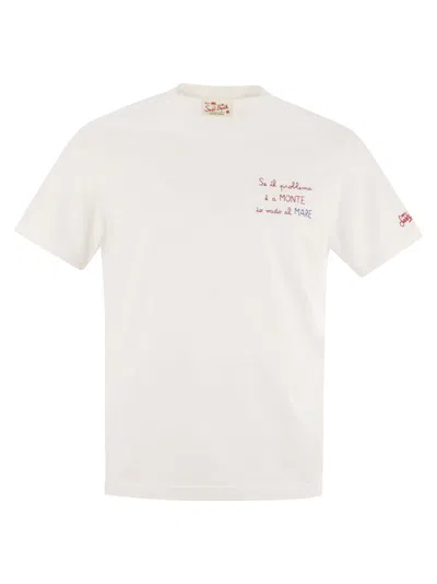 Mc2 Saint Barth Portofino T Shirt With Chest Embroidery In White