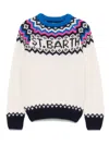 Mc2 Saint Barth Woman Crewneck Nordic Jacquard Sweater In White