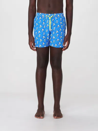 Mc2 Saint Barth Printed Boxer Swim Trunks In Blue