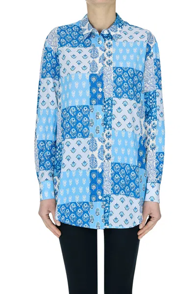 Mc2 Saint Barth Printed Cotton Shirt In Blue