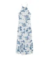 Mc2 Saint Barth Halterneck Maxi Dress With Scenic Blue And White Print In Multi