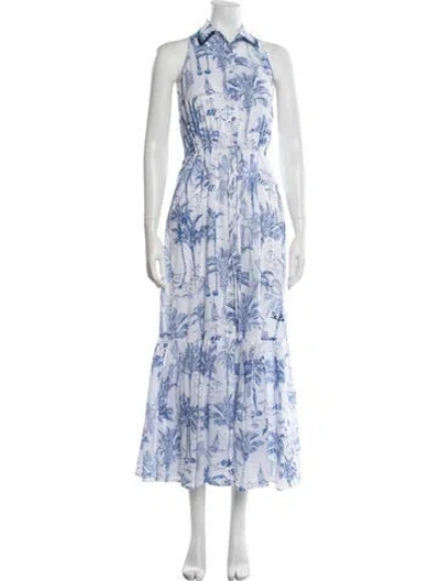 Pre-owned Mc2 Saint Barth Printed Long Dress In Blue/white
