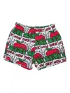 Mc2 Saint Barth Man Mid-length Gustavia Swim-shorts With Keith Haring Design Placed Print Keith Haring Special Editi In Green