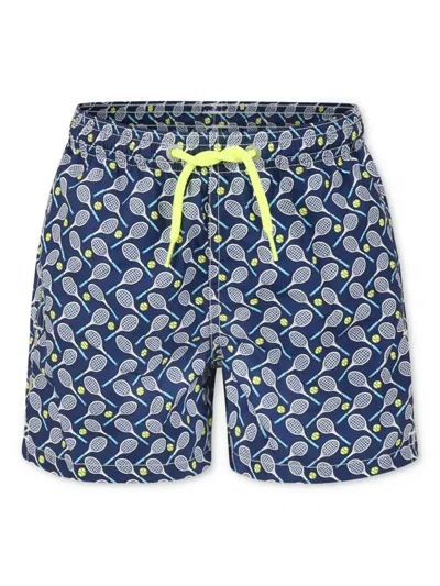 Mc2 Saint Barth Kids' Printed Swim Shorts In Blue