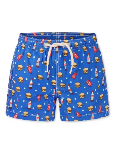 Mc2 Saint Barth Kids' Printed Swim Shorts In Blue