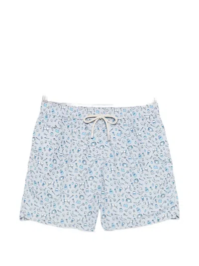 Mc2 Saint Barth Printed Swim Shorts In Blue