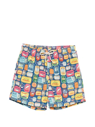 Mc2 Saint Barth Printed Swim Shorts In Blue