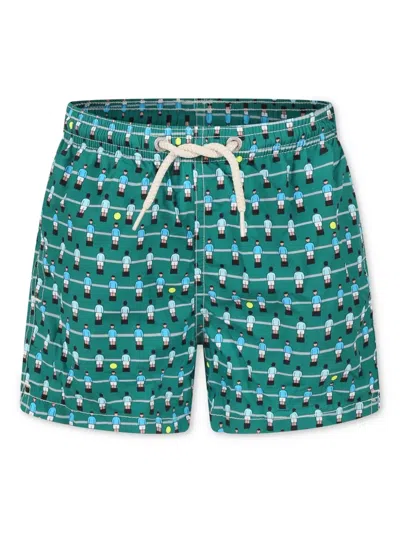 Mc2 Saint Barth Kids' Printed Swim Shorts In Green