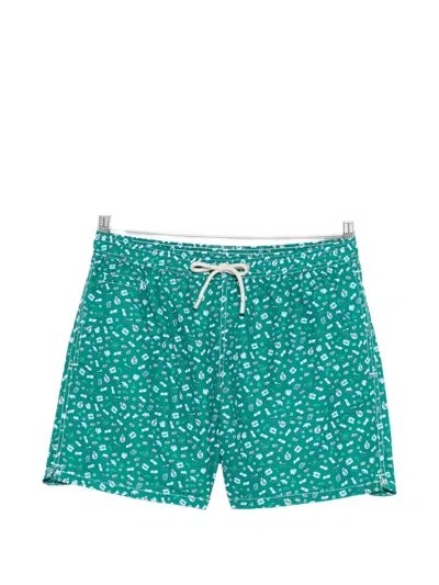 Mc2 Saint Barth Printed Swim Shorts In Green