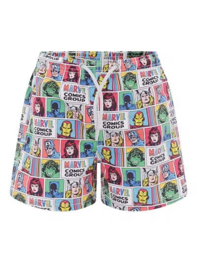 Mc2 Saint Barth Kids' Printed Swim Shorts In White