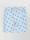 Mc2 Saint Barth Printed Swim Trunks With Pocket And Buttons In Blue