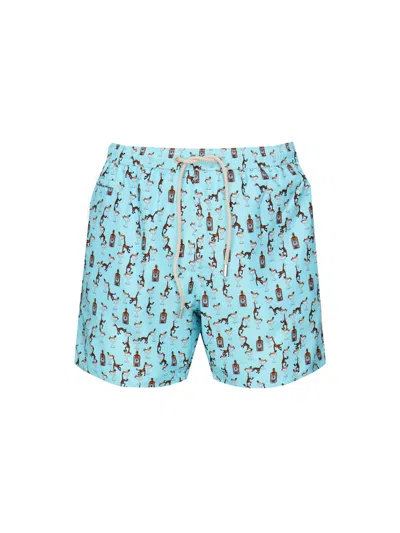 Mc2 Saint Barth Printed Swimsuit In Blue