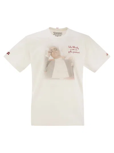 Mc2 Saint Barth Man Cotton T-shirt With Print In Black