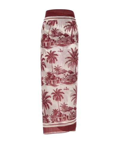 Mc2 Saint Barth Printed Tulle Skirt In Brown