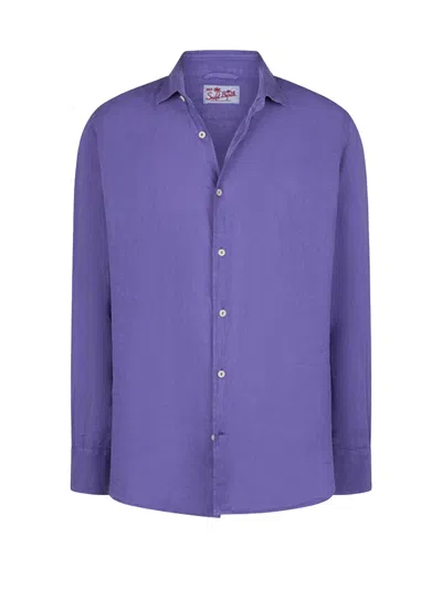 Mc2 Saint Barth Purple Pamplona Shirt In Linen In Viola