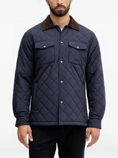 Mc2 Saint Barth Quilted Corduroy-collar Jacket In Blue