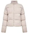 Mc2 Saint Barth Beige Cable-knit Wool Mya Down Jacket In Multi