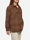Mc2 Saint Barth Quilted Padded Lightweight Jacket Kimmy With Pied De Poule Print In Beige