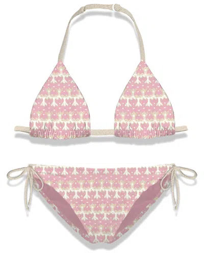 Mc2 Saint Barth Rachel Flower Holly Bikini In Pink