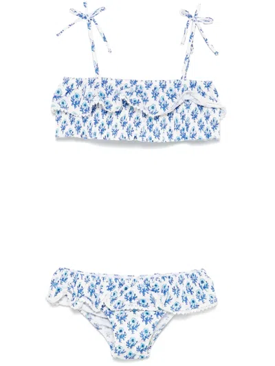 Mc2 Saint Barth Kids' Radical Flowers Bikini In White