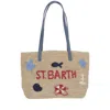Mc2 Saint Barth Raffia Blend Bag With Beach Motif In Neutral