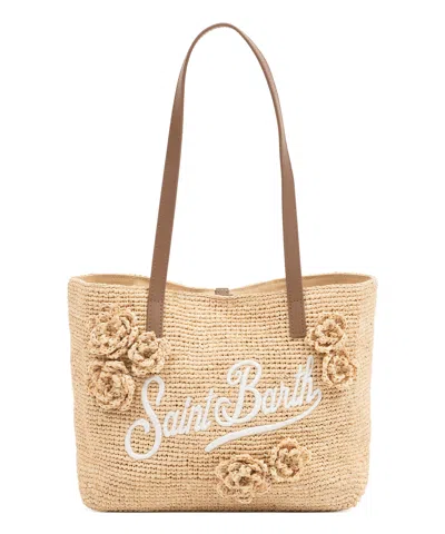 Mc2 Saint Barth Raffia City Flowers Tote Bag