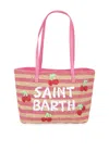 Mc2 Saint Barth Raffia City Mid Cherry Stripes Bag