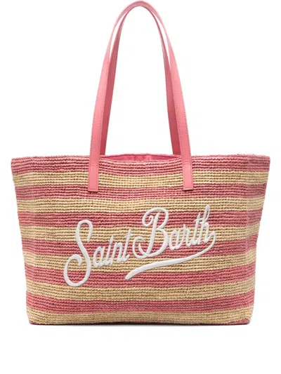 Mc2 Saint Barth Raffia City Tote Bag In Neutral