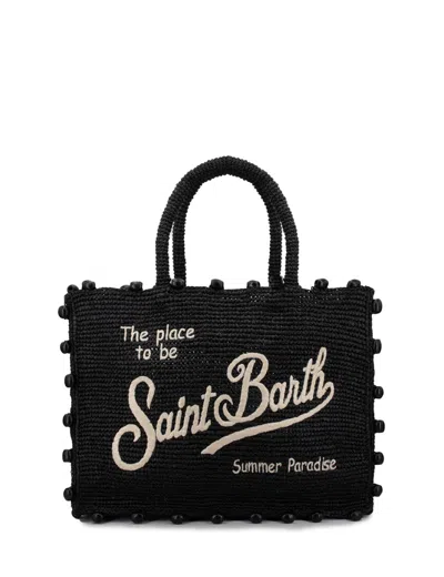 Mc2 Saint Barth Raffia Handbag With Intricate Embroidery And Spacious Design