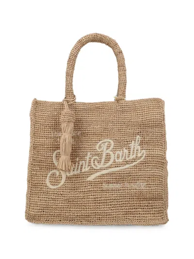 Mc2 Saint Barth Raffia-woven Tassel-detail Tote Bag In Pattern