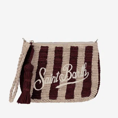 Mc2 Saint Barth Rafiya Clutch With Logo In Multi