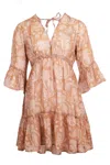Mc2 Saint Barth Ramie Elegant Paisley Print Dress In Brown