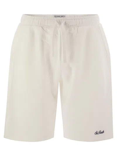 Mc2 Saint Barth Randle Cotton Fleece Bermuda Shorts In White