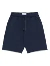 Mc2 Saint Barth Navy Blue Cotton Fleece Bermuda Shorts In Blue
