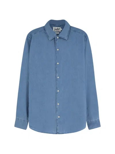 Mc2 Saint Barth Raphael Chambray Long-sleeve Shirt In Blue