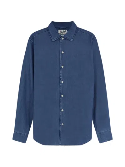 Mc2 Saint Barth Raphael Chambray Long-sleeve Shirt In Blue