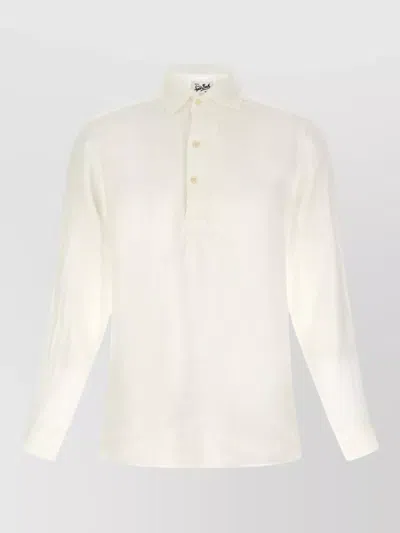 Mc2 Saint Barth Raphael Polo Shirt Button Down Collar Long Sleeves In Neutral